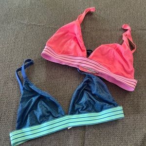 Vintage Victoria’s Secret Triangle Bras Size Small Pink and Blue